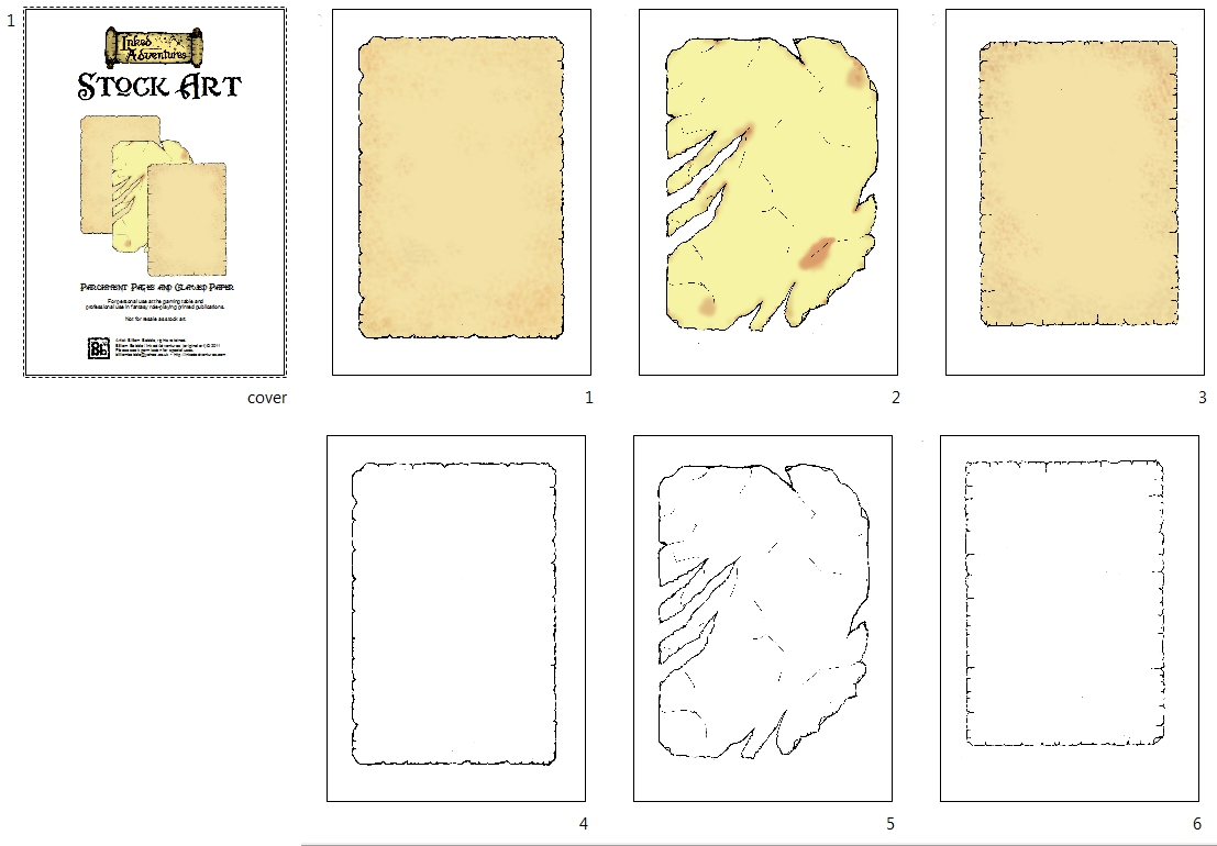 Thumbnail of pages in the stock art PDF