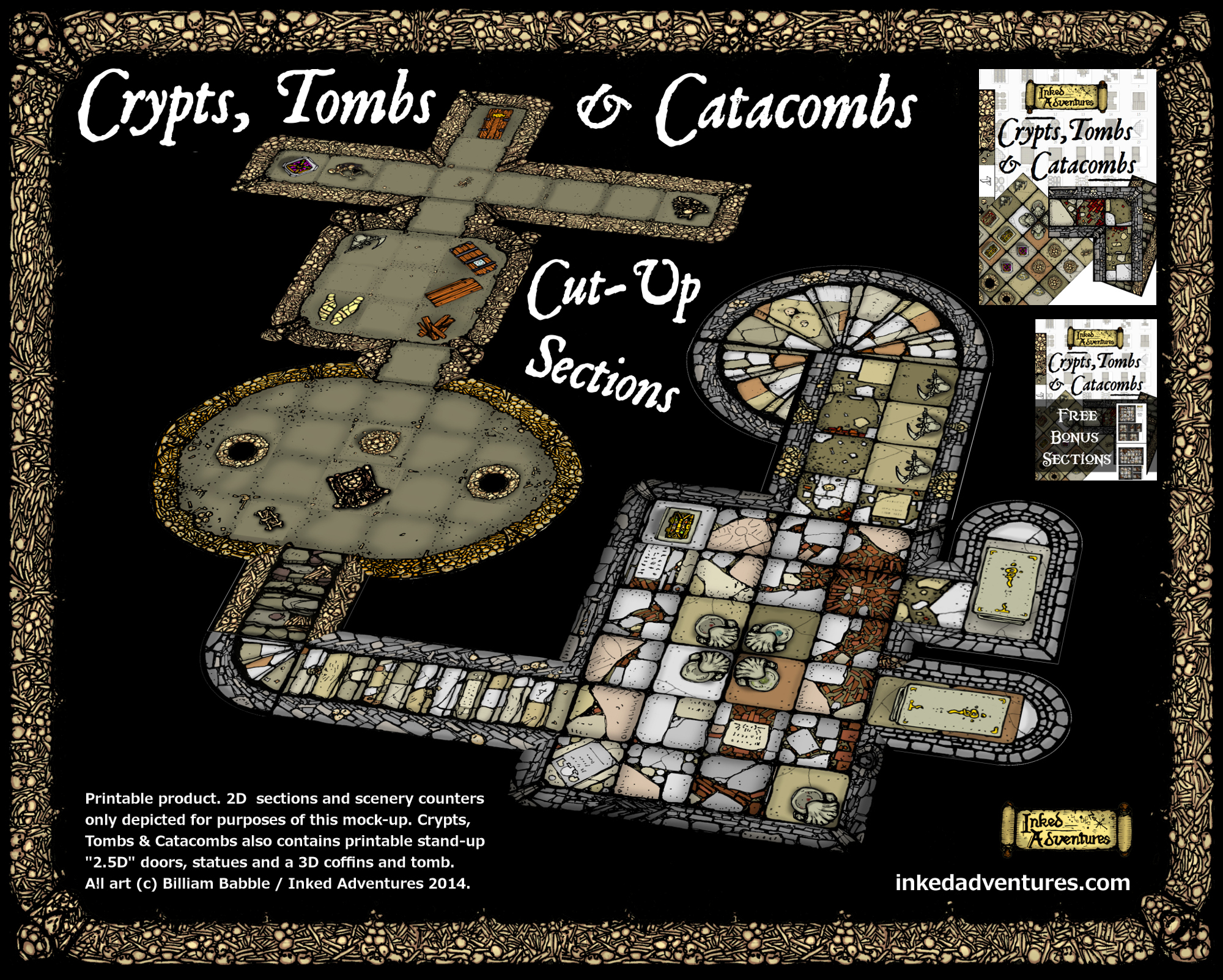 Mock-up map using Inked Adventures Crypts, Tombs and Catacombs