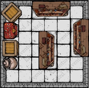 Example of Heroically Sized Furniture Counters in use with 6x6 Inked Adventures Room